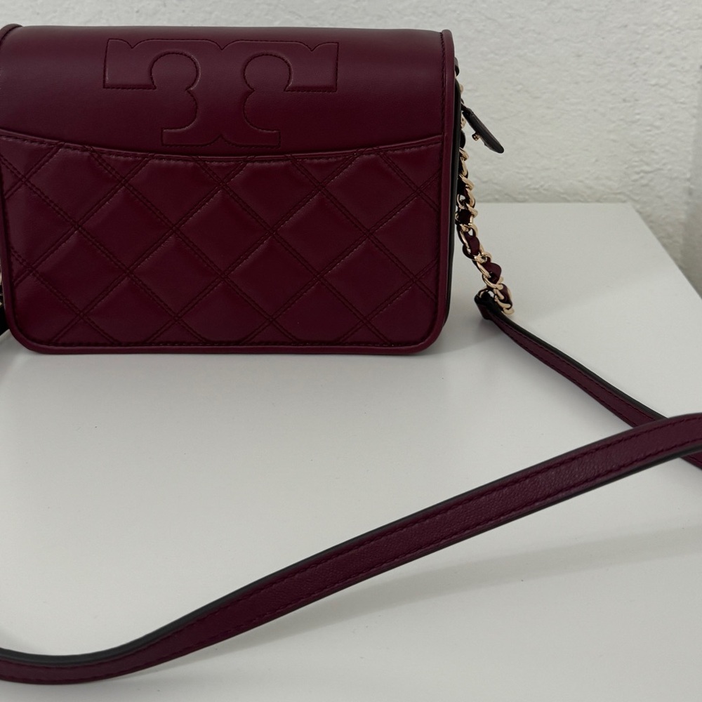 Burgundy Quilted Crossbody Bag